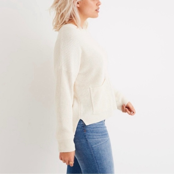 Madewell Patch Pocket Pullover Sweater In Off White Cream Size Small - Picture 2 of 7